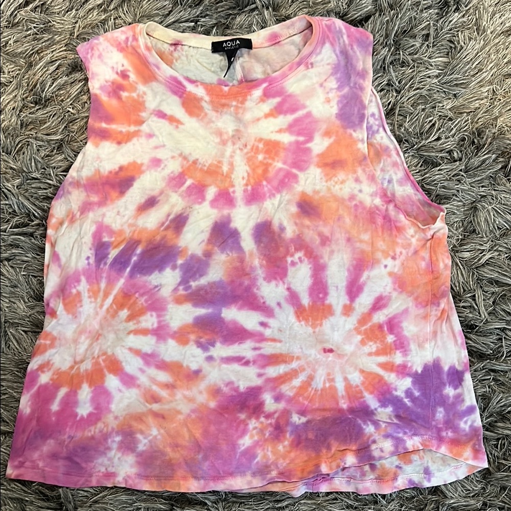Aqua Women's Tie-Dye Sleeveless Top - Pink, Orange, and Purple